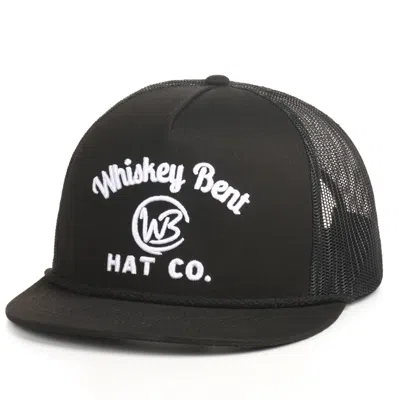 Whiskey Bent Hat Co. Black Johnny Cash White Stitched Logo With Black Rope Snapback Cap