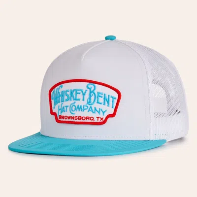 Whiskey Bent Hat Co. Candy Land Light Blue & White Flat Bill Trucker Cap