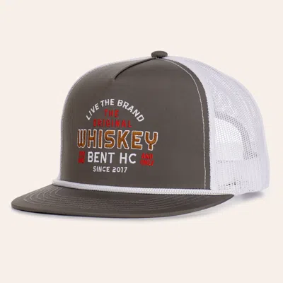 Whiskey Bent Hat Co. Gunmetal Embroidered Logo Flat Bill Trucker Cap In Gray