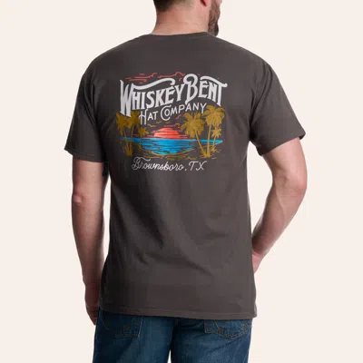 Whiskey Bent Hat Co. Men's Beach Front Dark Gray Graphic T-shirt In Brown