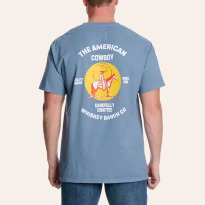 Whiskey Bent Hat Co. Men's Blue American Cowboy Graphic T-shirt