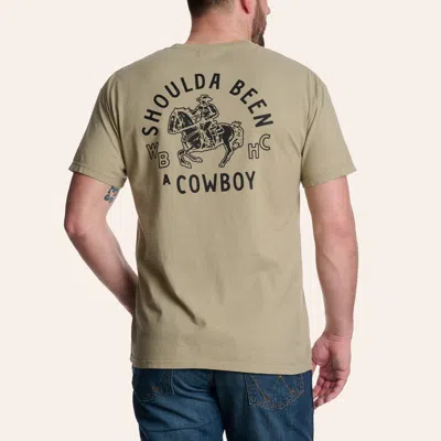 Whiskey Bent Hat Co. Men's Shoulda Been A Cowboy Sage Green Graphic T-shirt In Brown