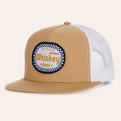 Whiskey Bent Hat Co. Tan Old School Logo Flat Bill Trucker Cap In Brown