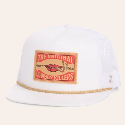 Whiskey Bent Hat Co. White & White Live The Brand Logo Patch Cap