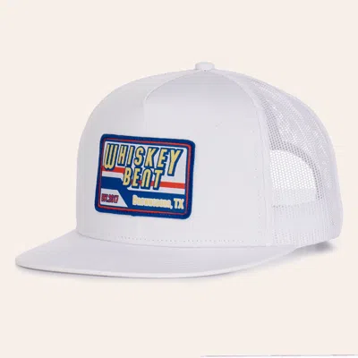 Whiskey Bent Hat Co. White Flat Bill Mesh Trucker Cap