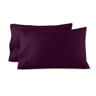 Whisper Organics Flannel Pillow Case Organic Solid Color 100% Cotton Pillow Protector In Aubergine