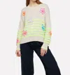 Whisper Stripe Crew Sweater In Canvas In Multi