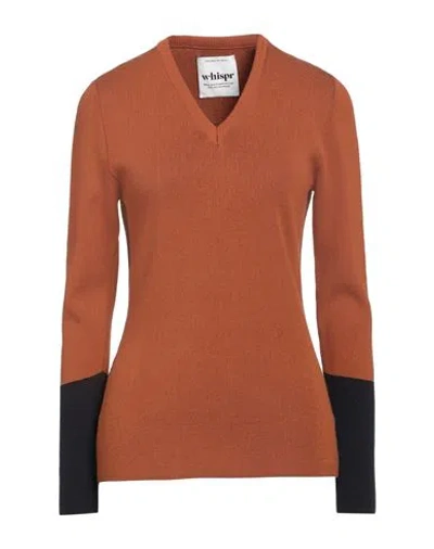 Whispr Woman Sweater Brown Size M Virgin Wool, Viscose, Polyester