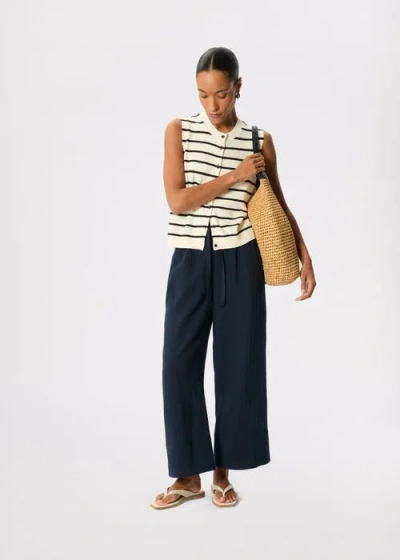 Whistles 100% Cotton Wide Leg Trousers In Blue