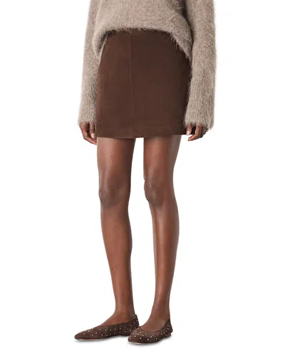 Whistles A Line Suede Skirt In Brown