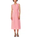 Whistles Womens Pink Abbie Zip-front Sleeveless Linen-blend Midi Dress In Pink