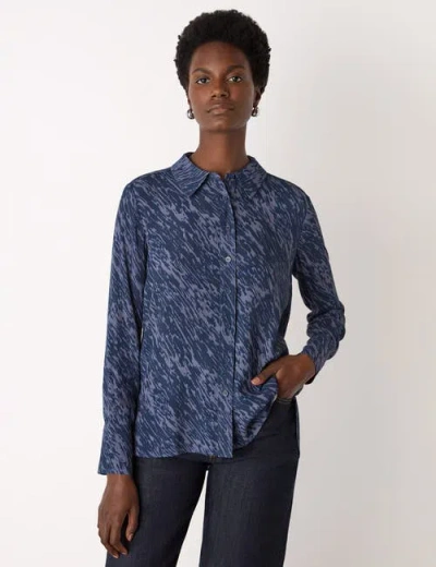 Whistles Womens Multi-coloured Abstract-print Long-sleeved Woven Shirt In Blue