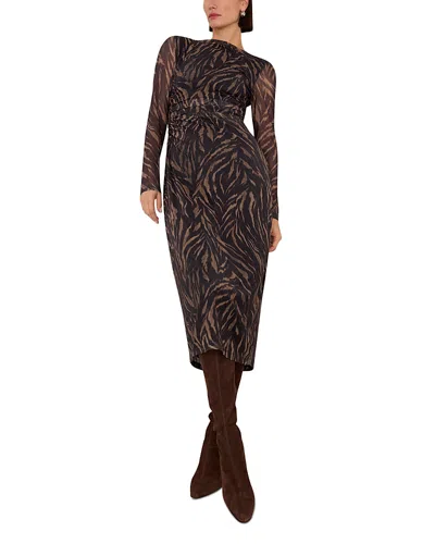 Whistles Abstract Zebra Mesh Dress In Multi