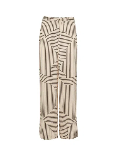 Whistles Angled Stripes Pants In Ivory/multi