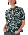 Whistles Womens Multi-coloured Animal-print Tie-neck Woven Blouse In Black