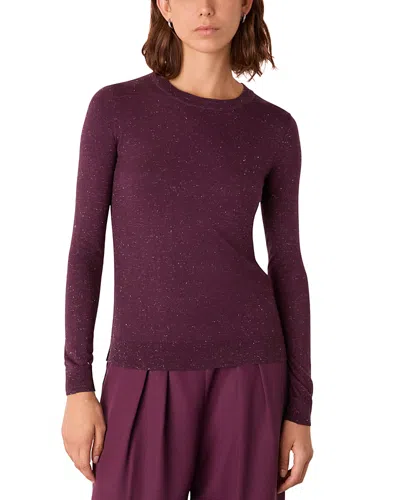 Whistles Annie Sparkle Crewneck Top In Burgundy