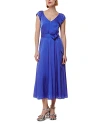 Whistles Arie Hammered Satin Midi Dress In Cobalt Blue