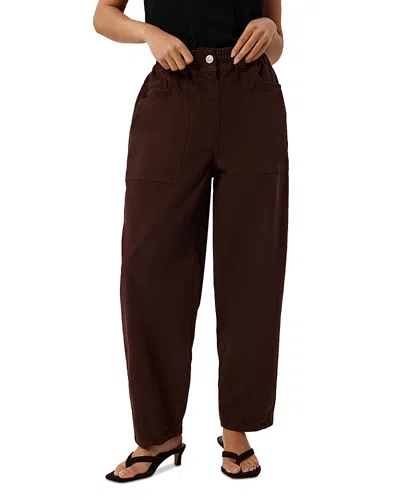 Whistles Womens Grey Barrel-leg Elasticated-waist Denim Jeans In Burgundy