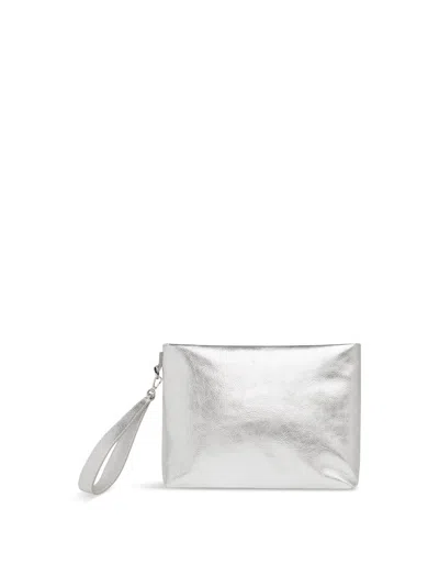Whistles Avah Zip Top Clutch Bag In Silver