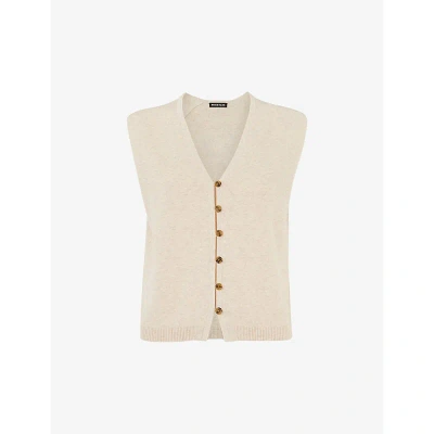 WHISTLES WOMENS OATMEAL BAILEY V-NECK KNITTED TANK TOP