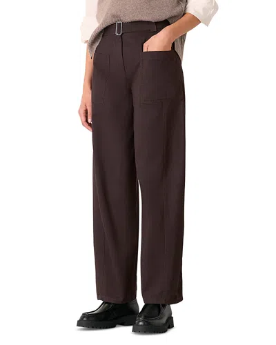 Whistles Belted Barrel Leg Pants In Brown