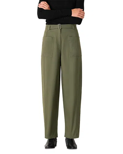 Whistles Belted Barrel Leg Pants In Gray