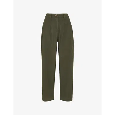 WHISTLES OMENS WHISTLES BETHANY PLEATED BARREL-LEG MID-RISE COTTON TROUSERS