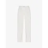 Whistles Womens White Bethany Pleated Barrel-leg Mis-rise Cotton Trousers In White