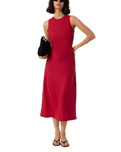 Whistles Womens Red Bias-cut Sleeveless Linen Midi Dress