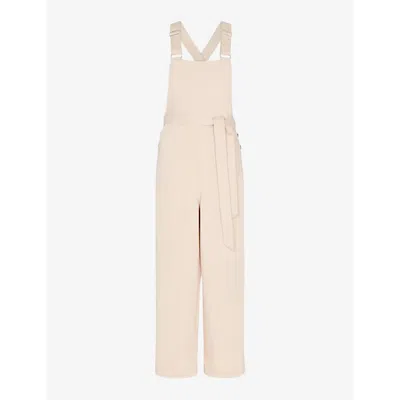 Whistles Womens Cream Blake Sleeveless Cotton Dungarees