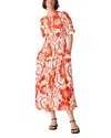 Whistles Bloom Floral Midi Dress In Orange
