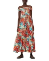 Whistles Womens Tulip-print Bardot-neck Cotton Maxi Dress In Multicolor