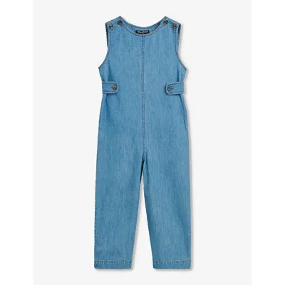 Whistles Girls Blue Kids Sydney Sleeveless Cotton-chambray Jumpsuit 3-12 Years