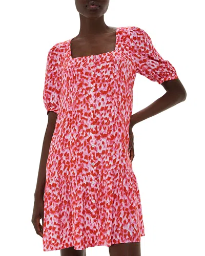 Whistles Blurred Animal Flippy Dress In Pink/multi