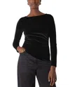 Whistles Boat Neck Velvet Top In Black