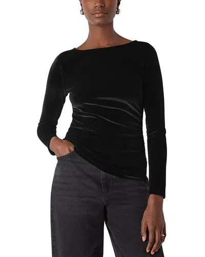 Whistles Boat Neck Velvet Top In Black