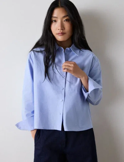 Whistles Boxy Oxford Cotton Shirt In Pale Blue