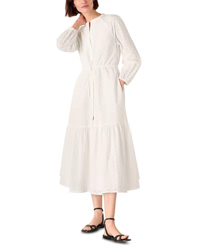 Whistles Broderie Midi Shirt Dress In White