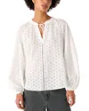 Whistles Broderie Split Neck Blouse In White