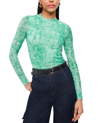 Whistles Brushwork Print Mesh Pullover In Green/multi