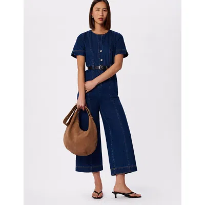 Whistles Button Down Jumpsuit In Blue