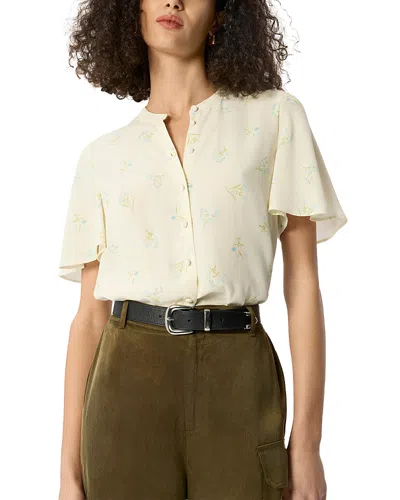 Whistles Floral Button Front Shirt In Neutral