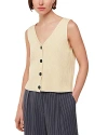 Whistles Womens Pale Yellow Button-front V-neck Stretch-cotton Tank In Butter