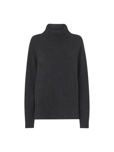 Whistles Cashmere Turtleneck Sweater In Grey