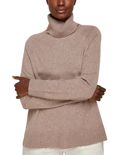 Whistles Cashmere Roll Neck Sweater In Oatmeal