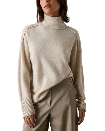 Whistles Cashmere Seam Detail High Neck Sweater In Black