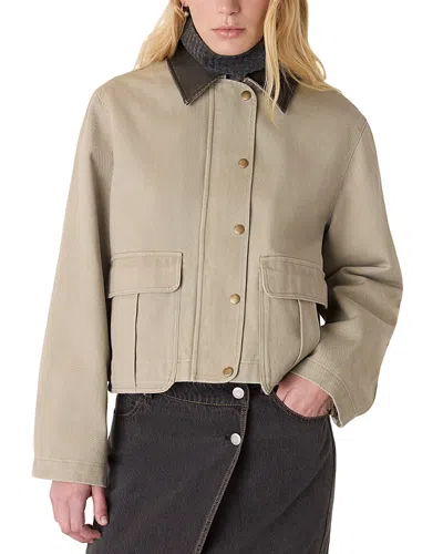 Whistles Casual Contrast Collar Jacket In Brown