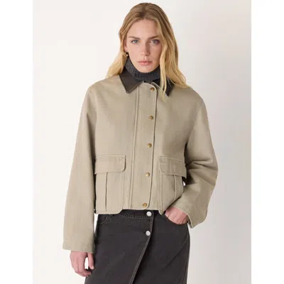 Whistles Casual Contrast Collar Jacket In Brown