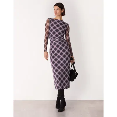 Whistles Womens Multi-coloured Check Mesh Midi Dress In Pink