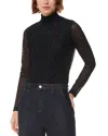 Whistles Checked Flocked Mesh Top In Black